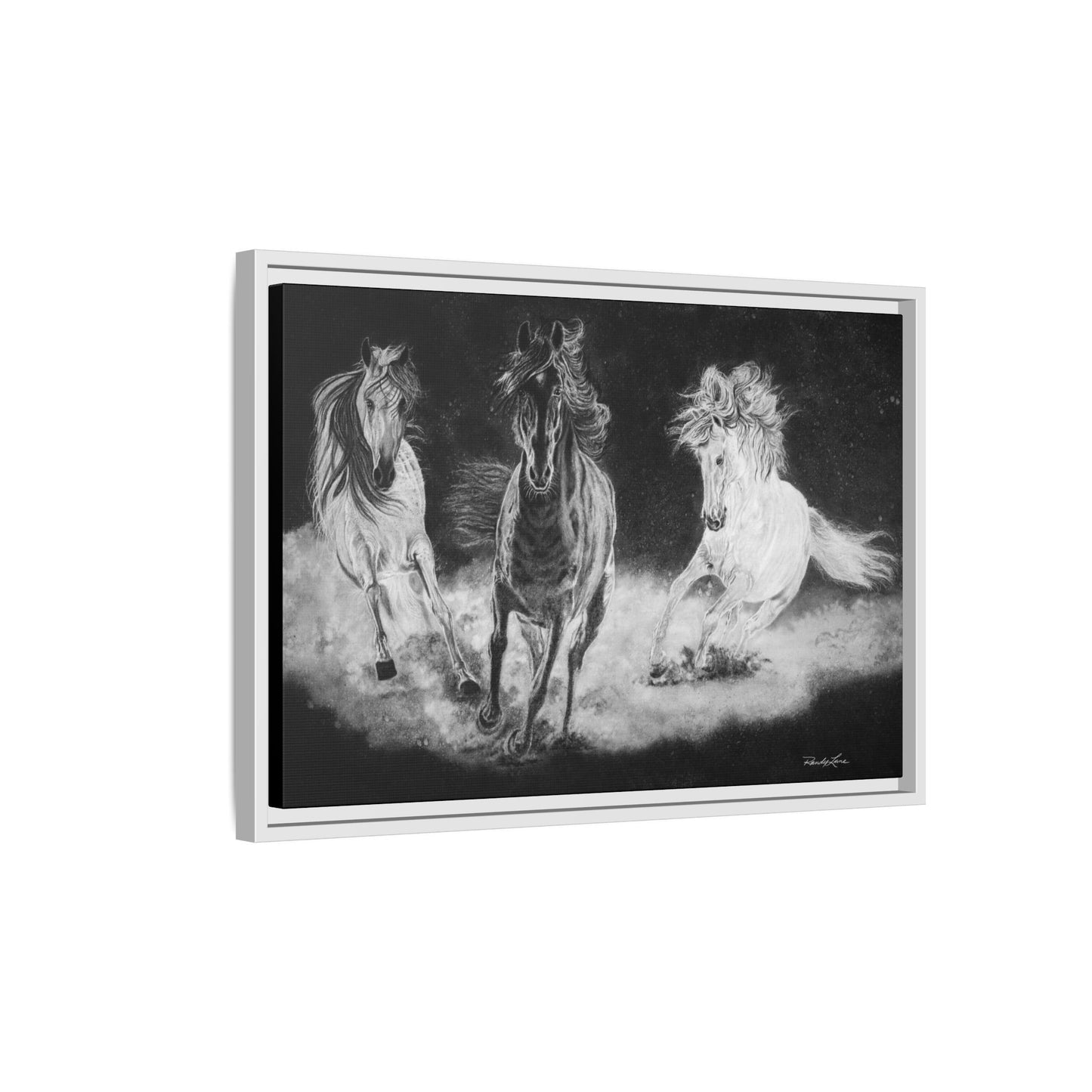 Midnight Run. Framed Stretched Matte Canvas Fine Art Horse Print
