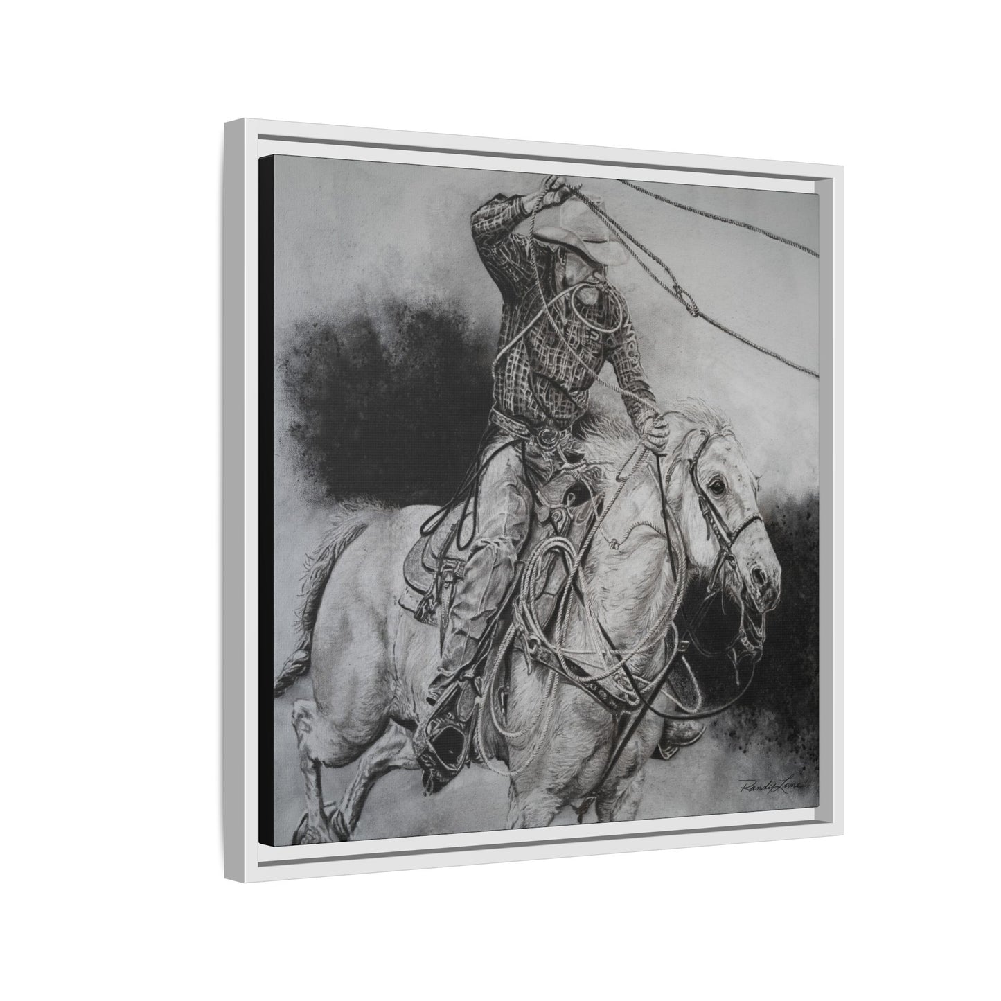 Let it Fly, Rodeo Tie-down Roper Painting, Matte Framed Stretched Canvas