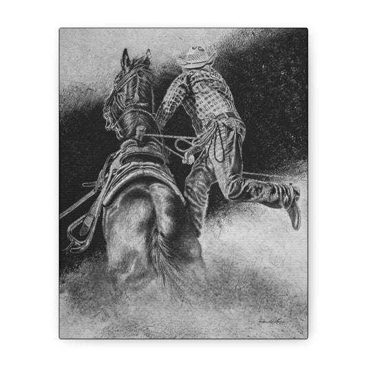 The Dismount. Steer Roper Stretched Canvas Wall Art