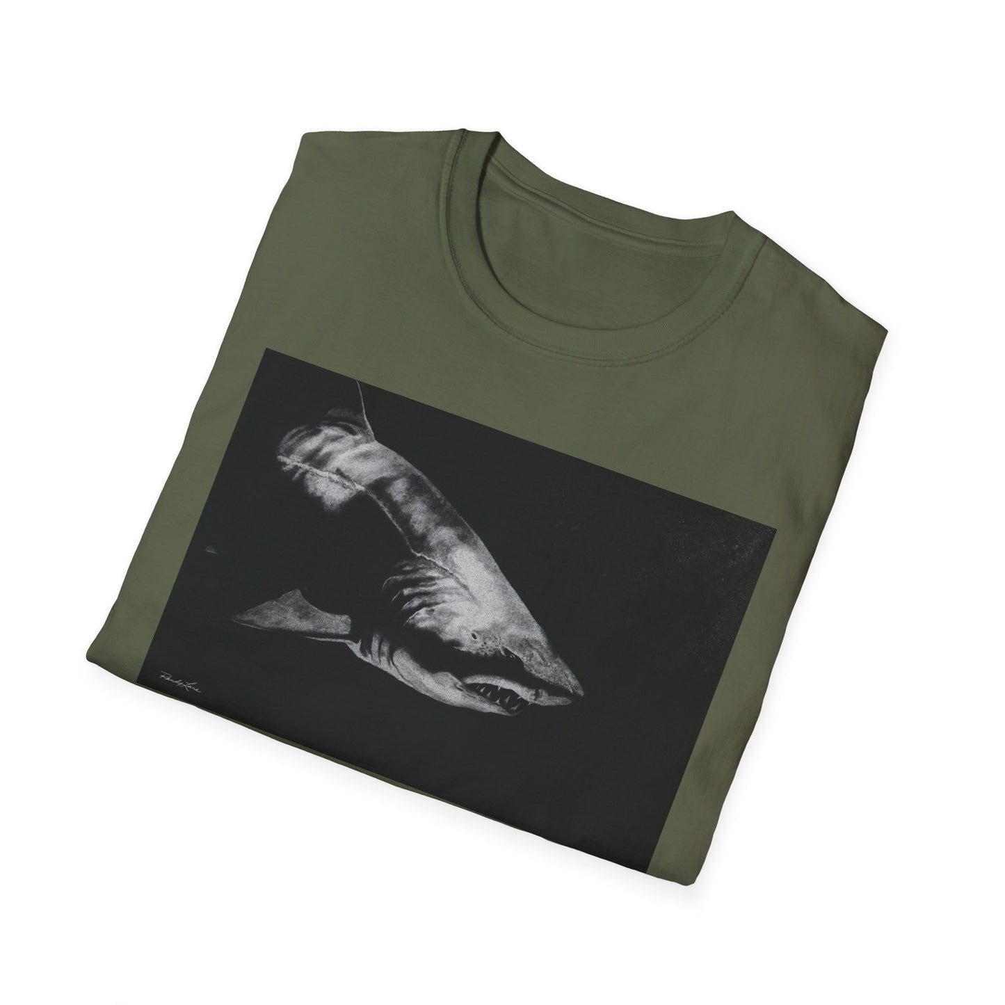 Below, Shark theme Unisex Soft T-Shirt