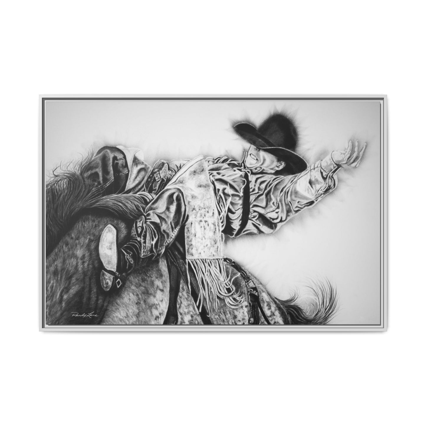 Go Time. Stretched Matte Canvas Framed Rodeo Art Print