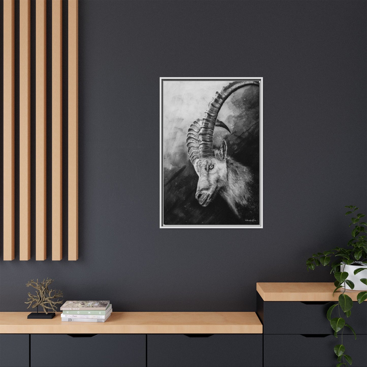 Apex,  Alpine Mountain Goat, Framed Matte Canvas Art Print,