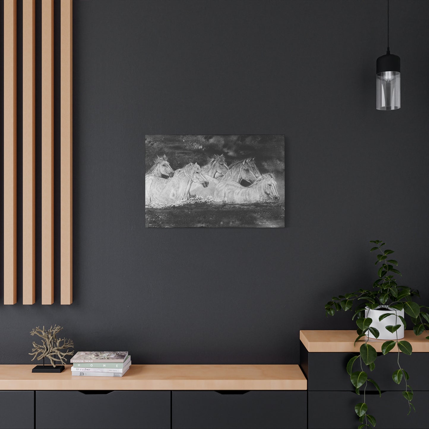 Night Swim, Horse Artwork Canvas Print