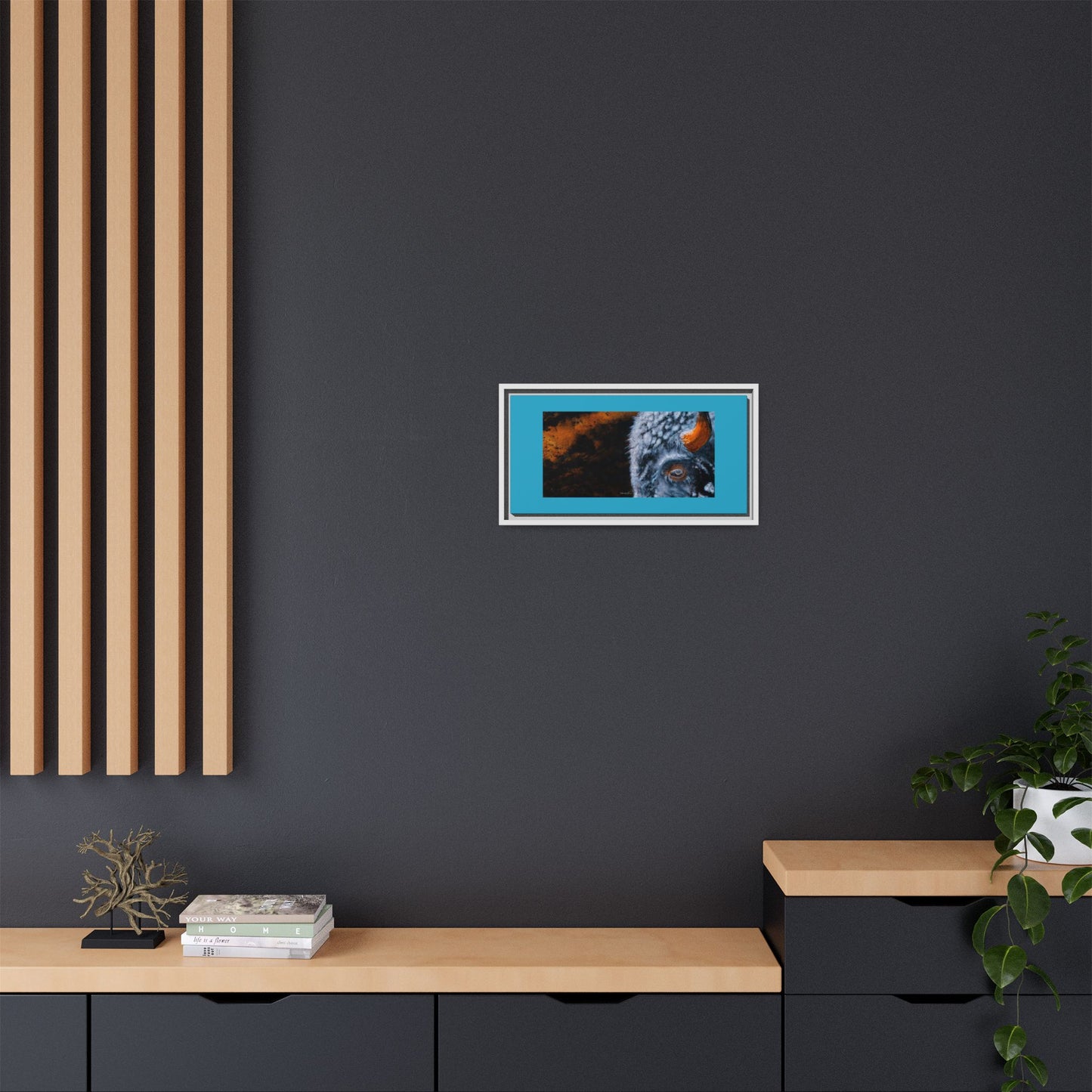 Storm Bison, Framed Matte Canvas Art