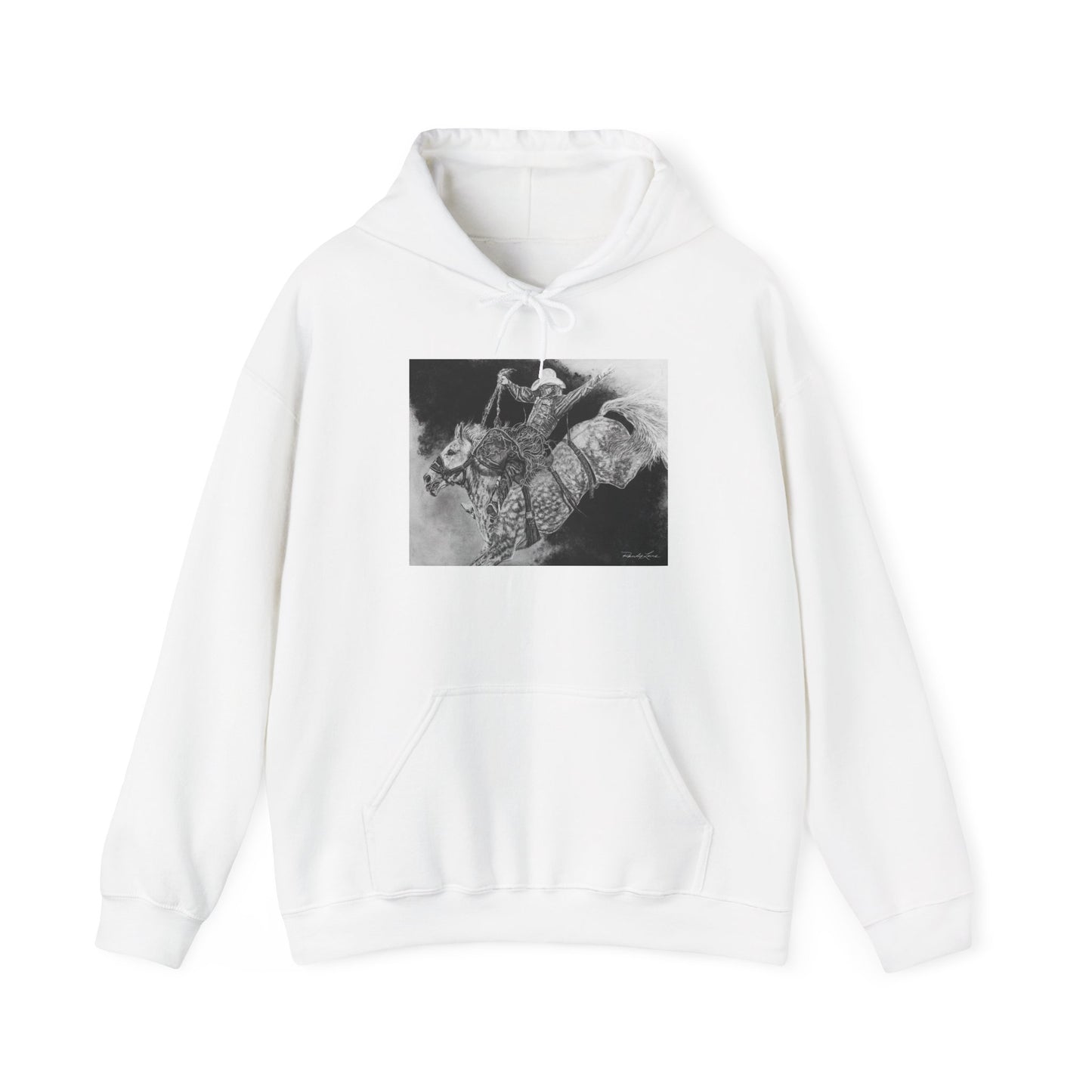 Big Grey, Rodeo Bareback Bronc Painting Hoodie Sweatshirt