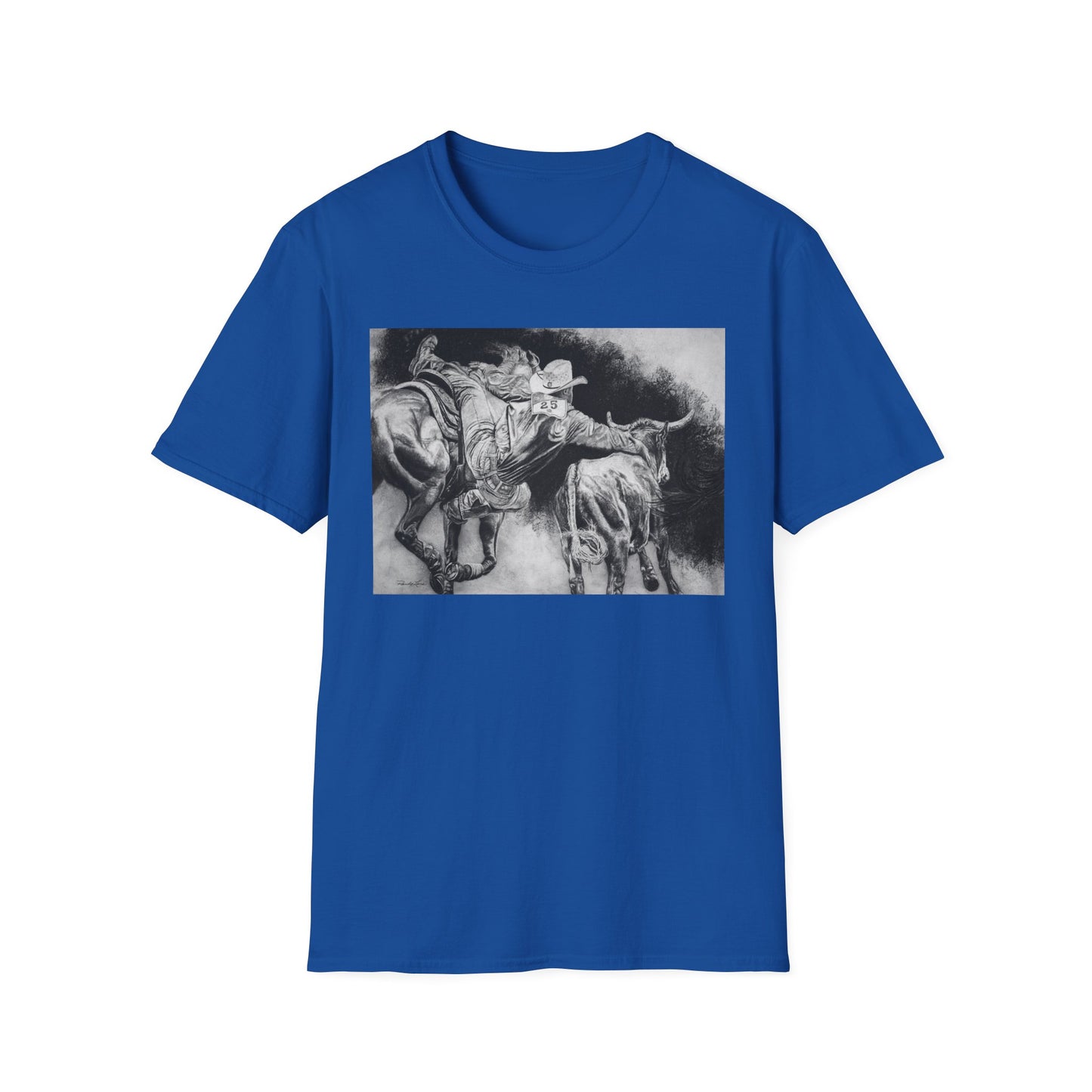 Contact. Cowboy Bulldogger Rodeo Art Unisex Softstyle T-Shirt