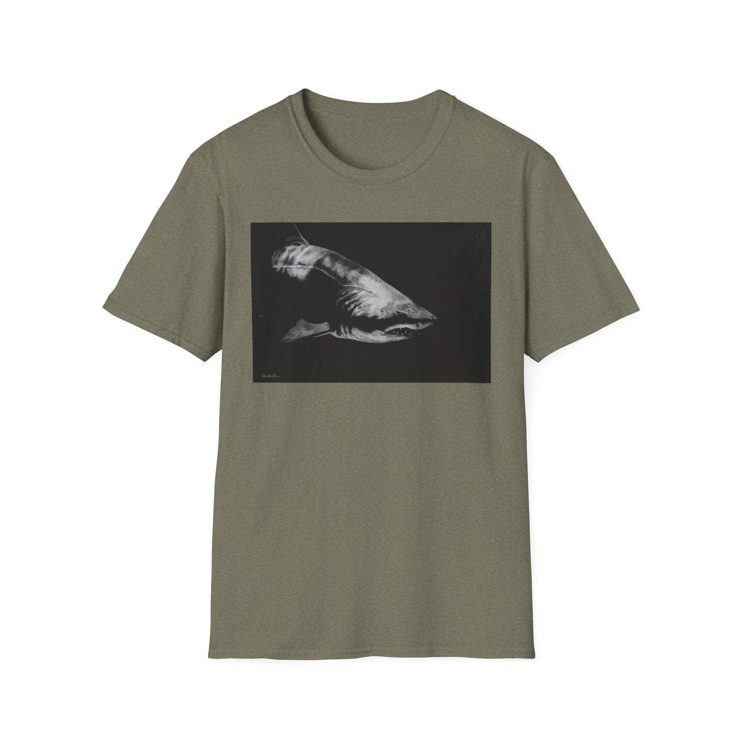 Below, Shark theme Unisex Soft T-Shirt