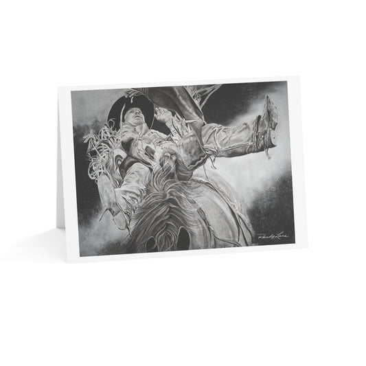 Battle Tested, Bareback Rider, Rode Art Greeting Card —  (1/10/30/50 Pack)