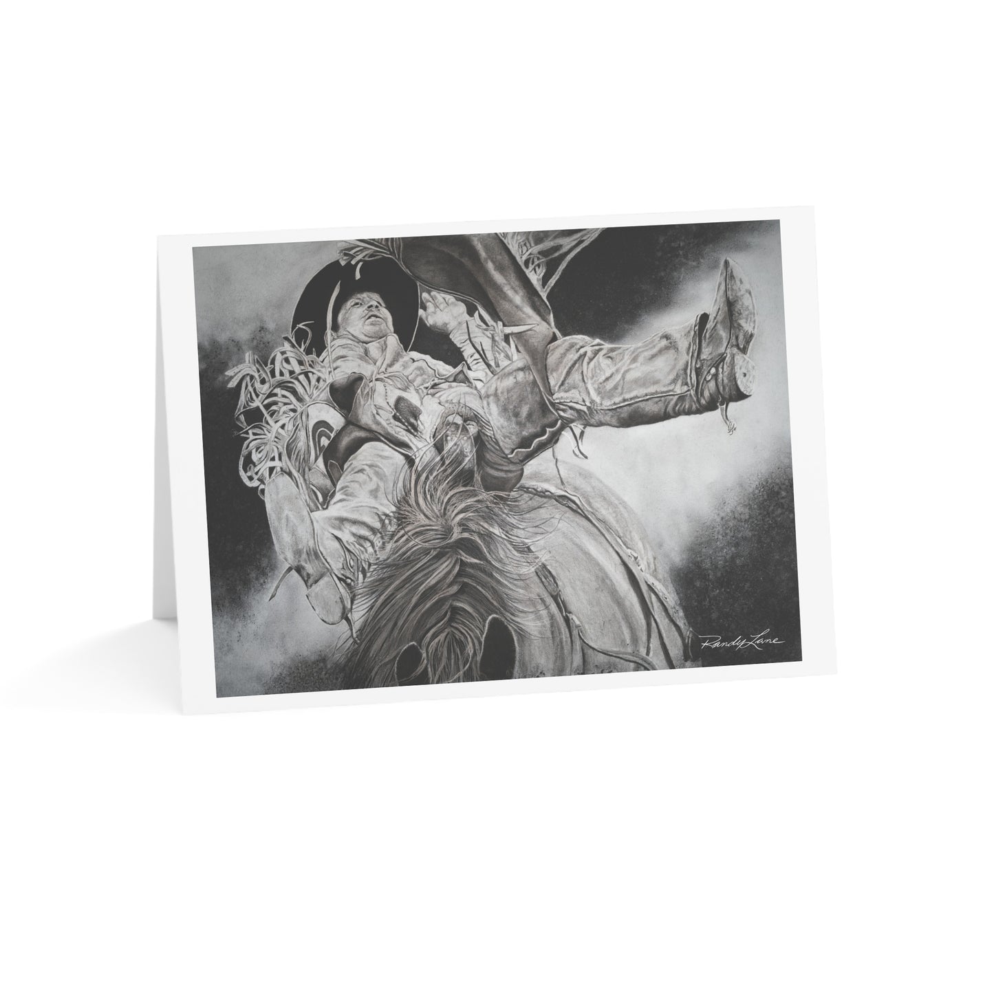 Battle Tested, Bareback Rider, Rode Art Greeting Card —  (1/10/30/50 Pack)