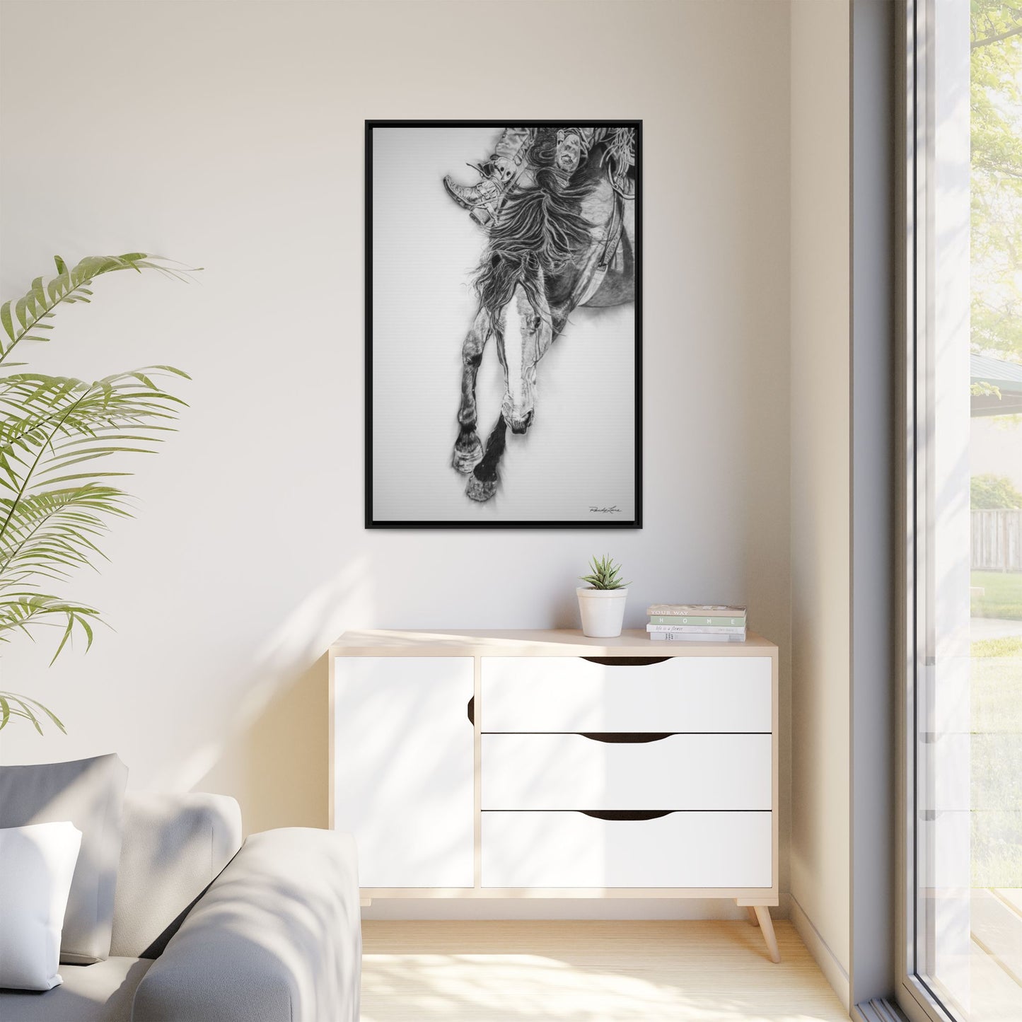 Crazy 8. Framed Stretched Matte Canvas Rodeo Art Print