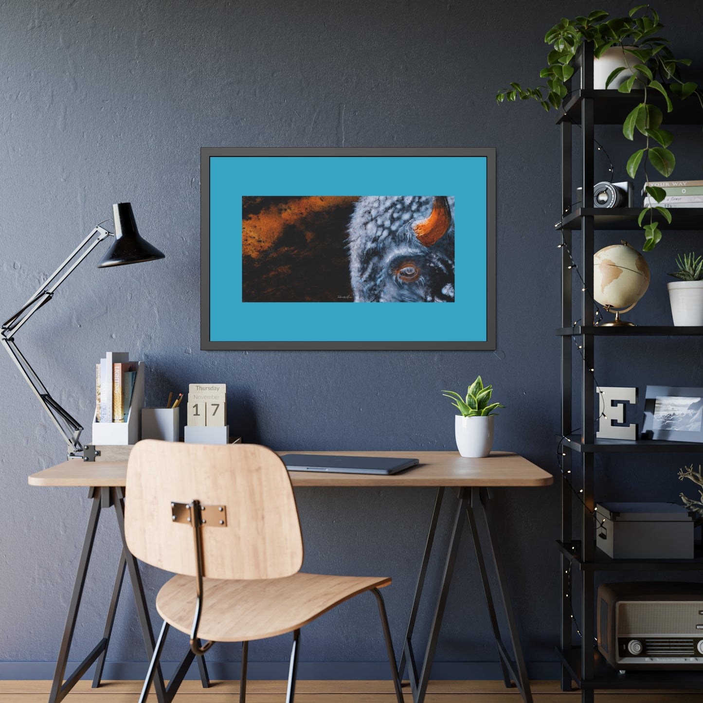 Storm Bison, Framed Fine Art Print
