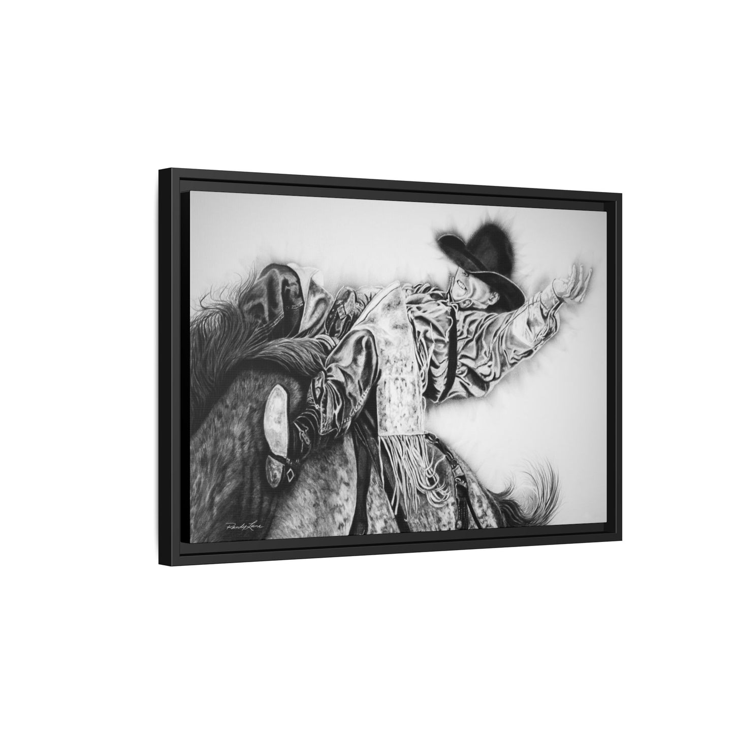 Go Time. Stretched Matte Canvas Framed Rodeo Art Print