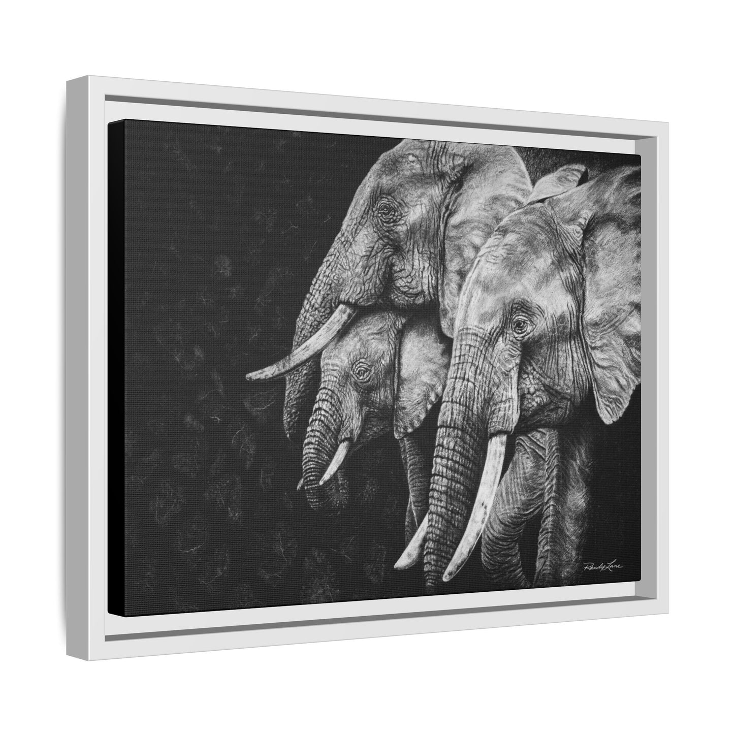 Brushland Bond. Elephant Art Framed Stretched Matte Canvas Print