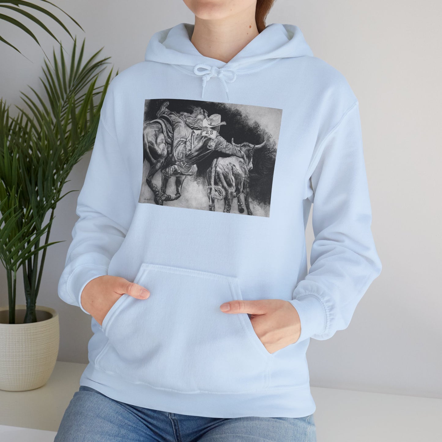 Contact. Cowboy Bulldogger Rodeo Art Unisex Heavy Blend Hoodie