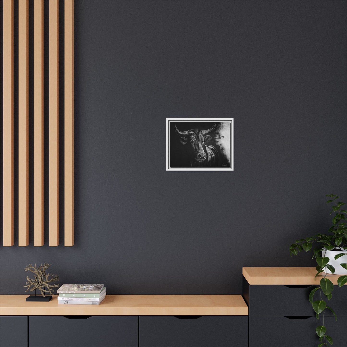 Stonebreaker. Bucking Bull Framed Stretch Matte Canvas Print