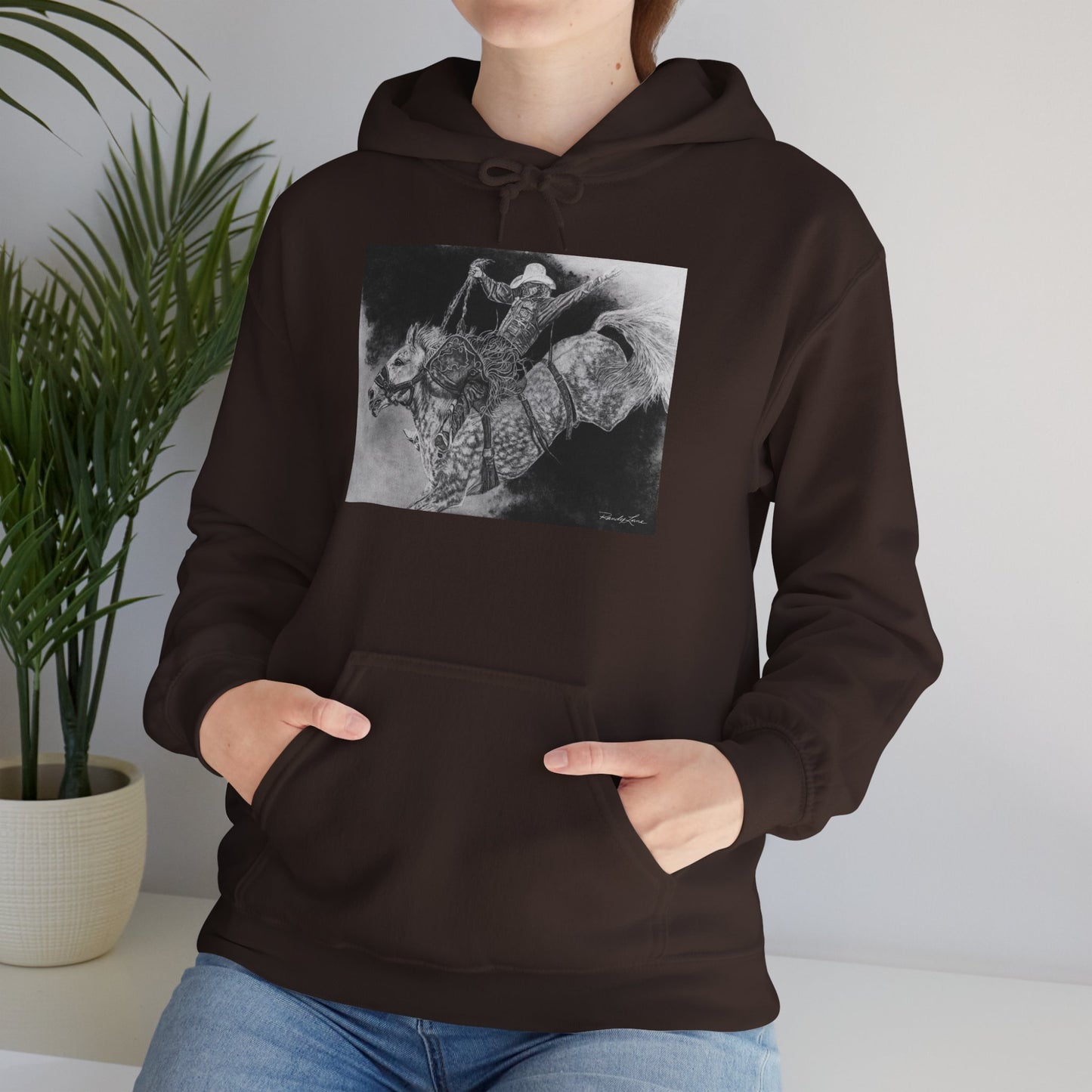 Big Grey, Rodeo Bareback Bronc Painting Hoodie Sweatshirt