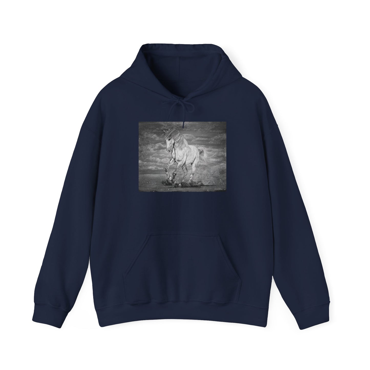 Equine Elegance. Prancing Horse Print Hooded Sweatshirt
