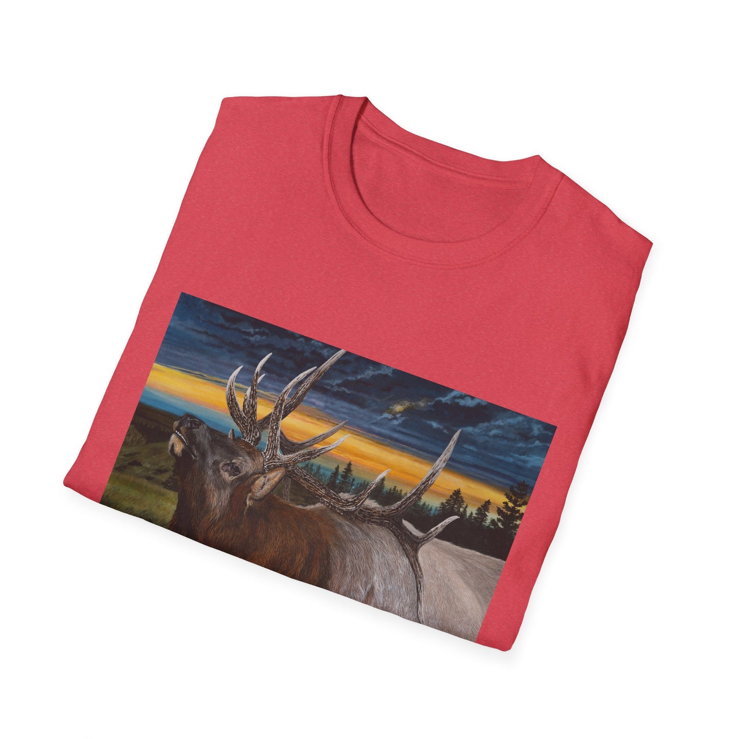 Sunset Serenade,  Elk Graphic Unisex soft T-Shirt
