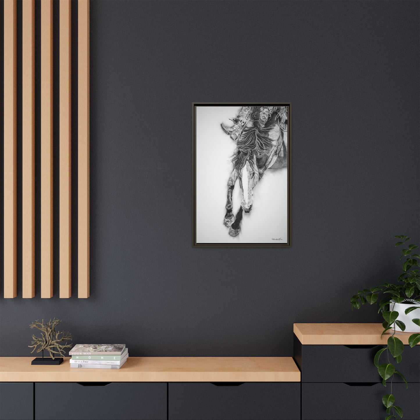 Crazy 8. Framed Stretched Matte Canvas Rodeo Art Print