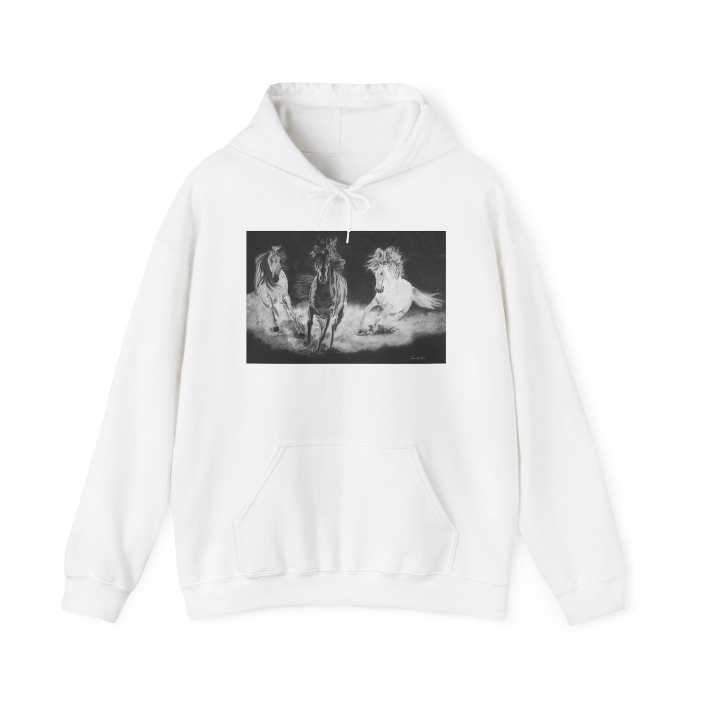 Midnight Run. Horse Cozy Unisex Hooded Pullover