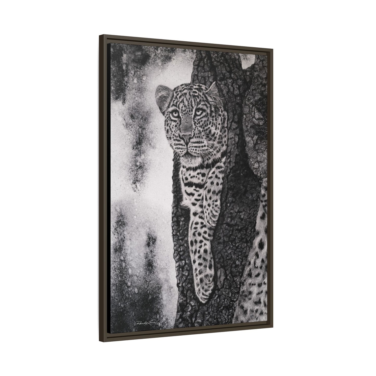 Tree Hugger, Leopard Framed Matte Canvas Wall Art