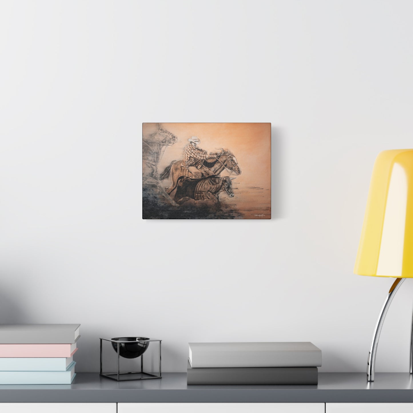 Get Some. Bulldogging Art Stretched Matte Canvas Print