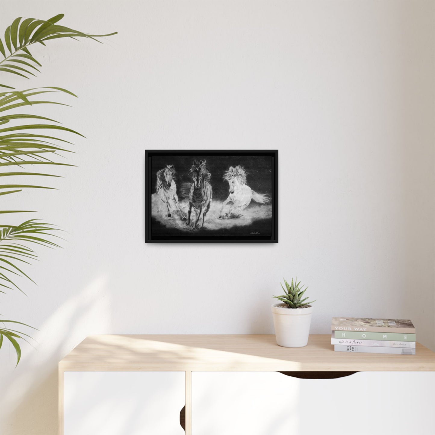 Midnight Run. Framed Stretched Matte Canvas Fine Art Horse Print