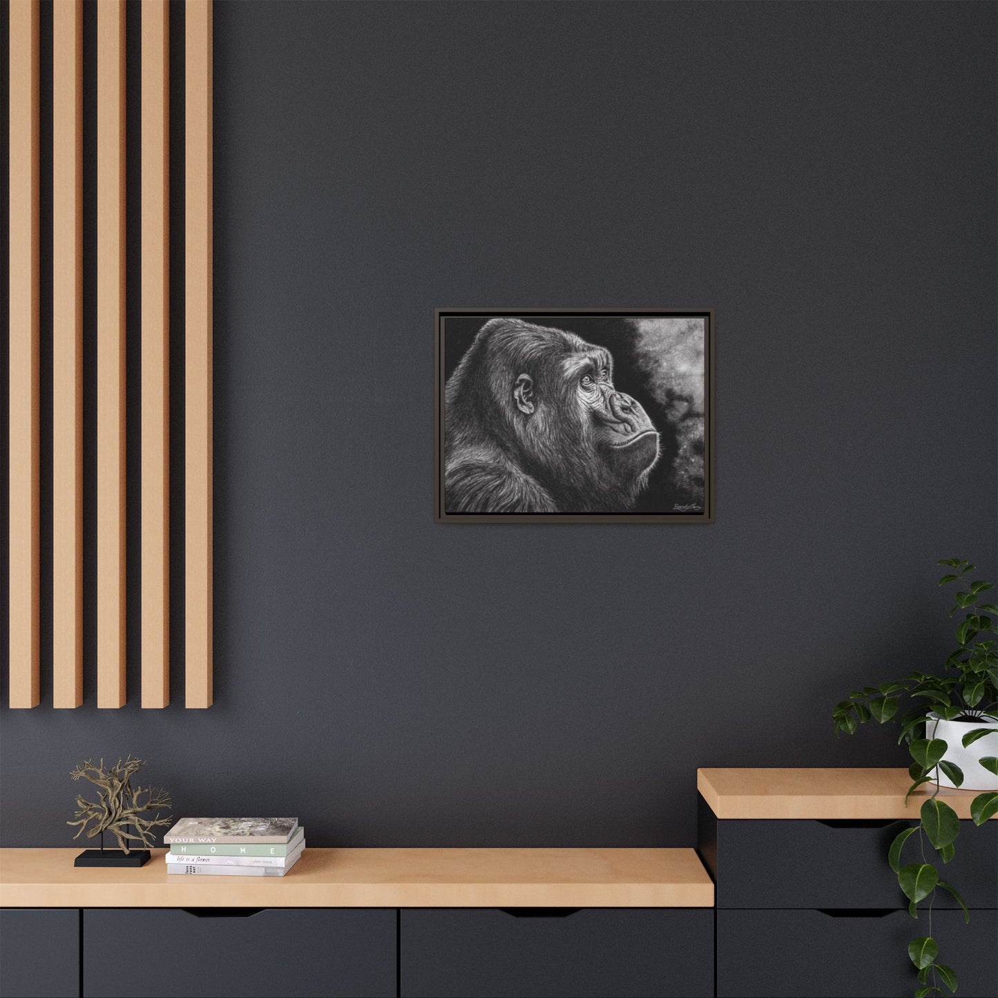 Gorilla, Framed Art Canvas Wall Decor