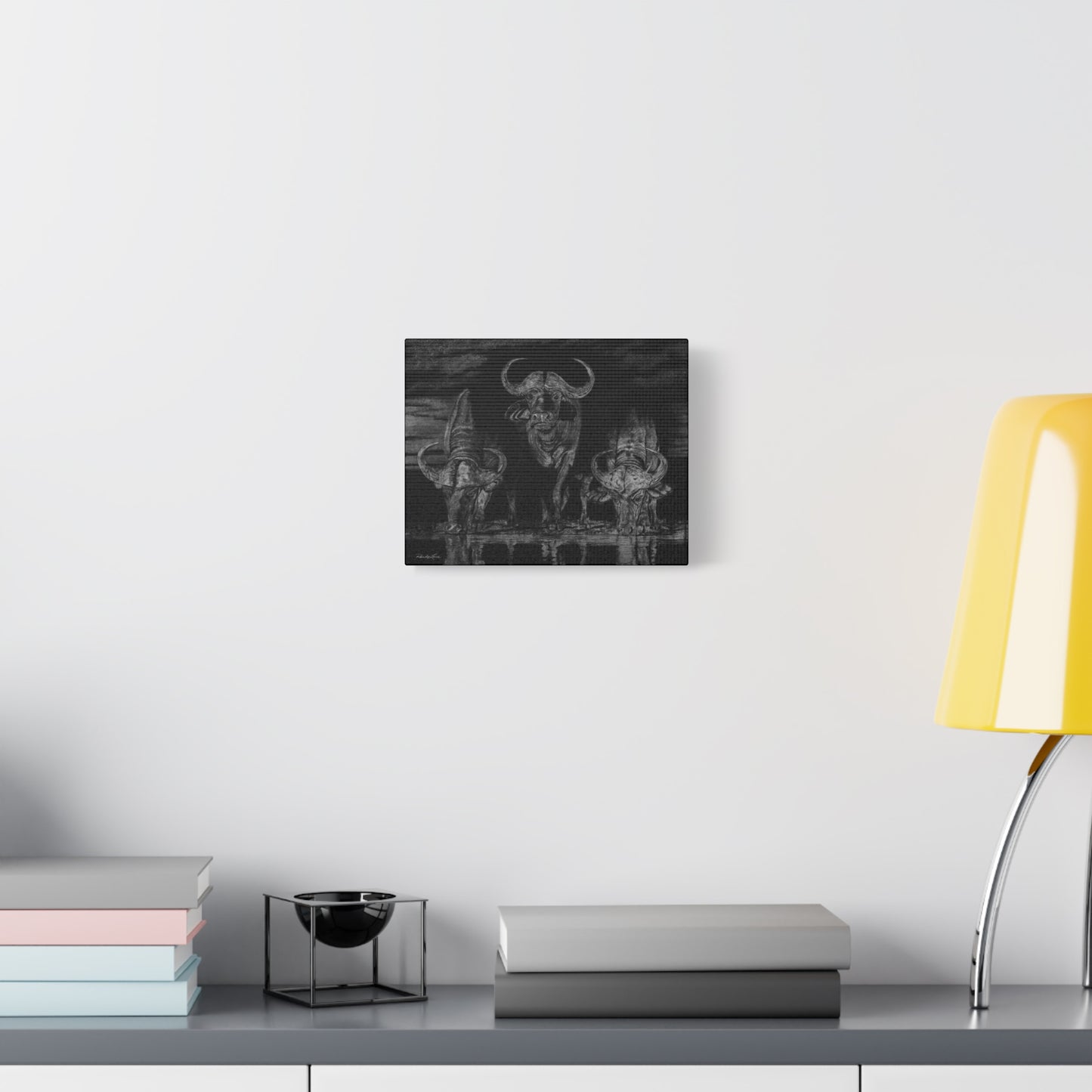 The Waterhole, Cape Buffalo,  Canvas Art
