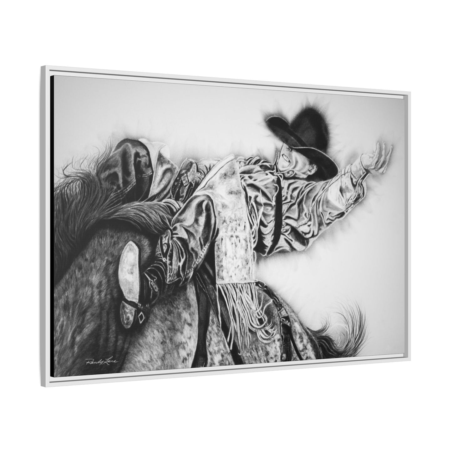 Go Time. Stretched Matte Canvas Framed Rodeo Art Print