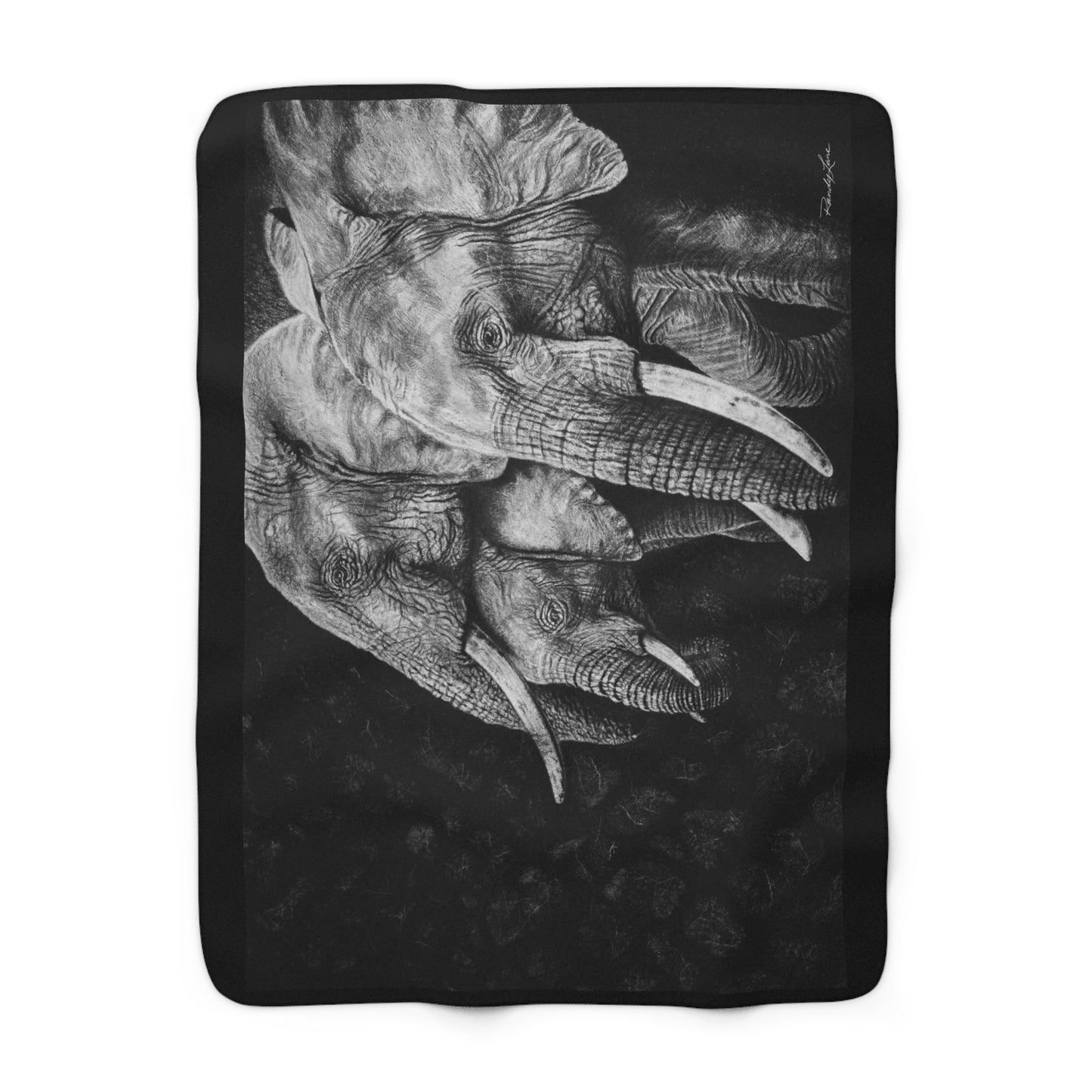 Brushland Bond. Elephant Art Sherpa Fleece Blanket
