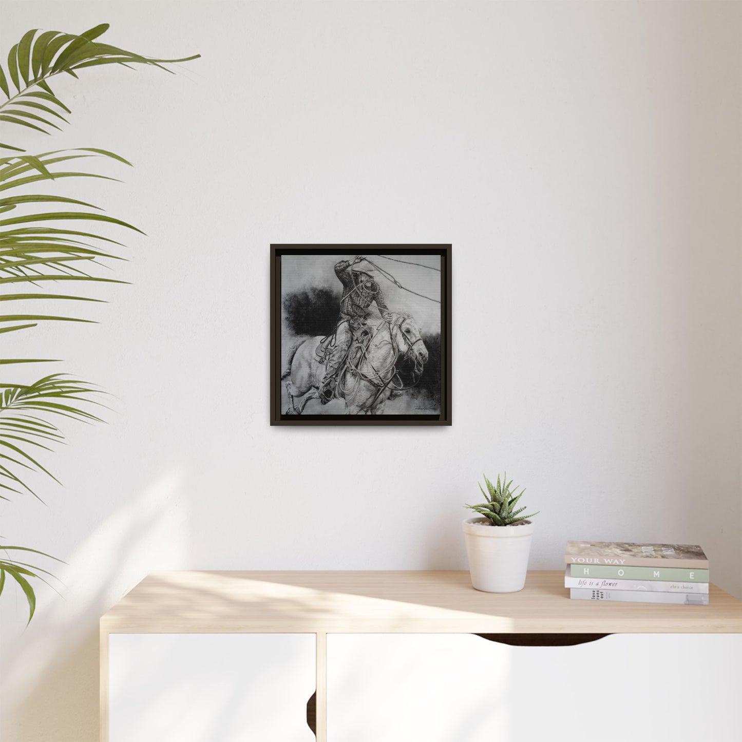 Let it Fly, Rodeo Tie-down Roper Painting, Matte Framed Stretched Canvas