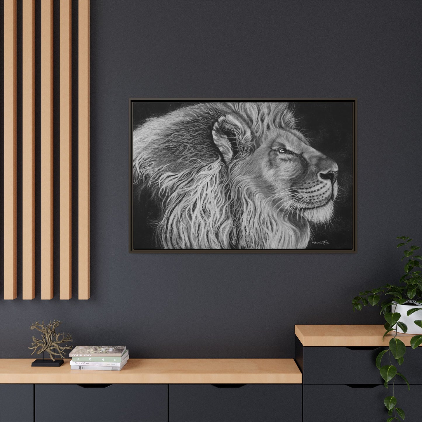 King of Cool, Majestic Lion Framed Canvas Art
