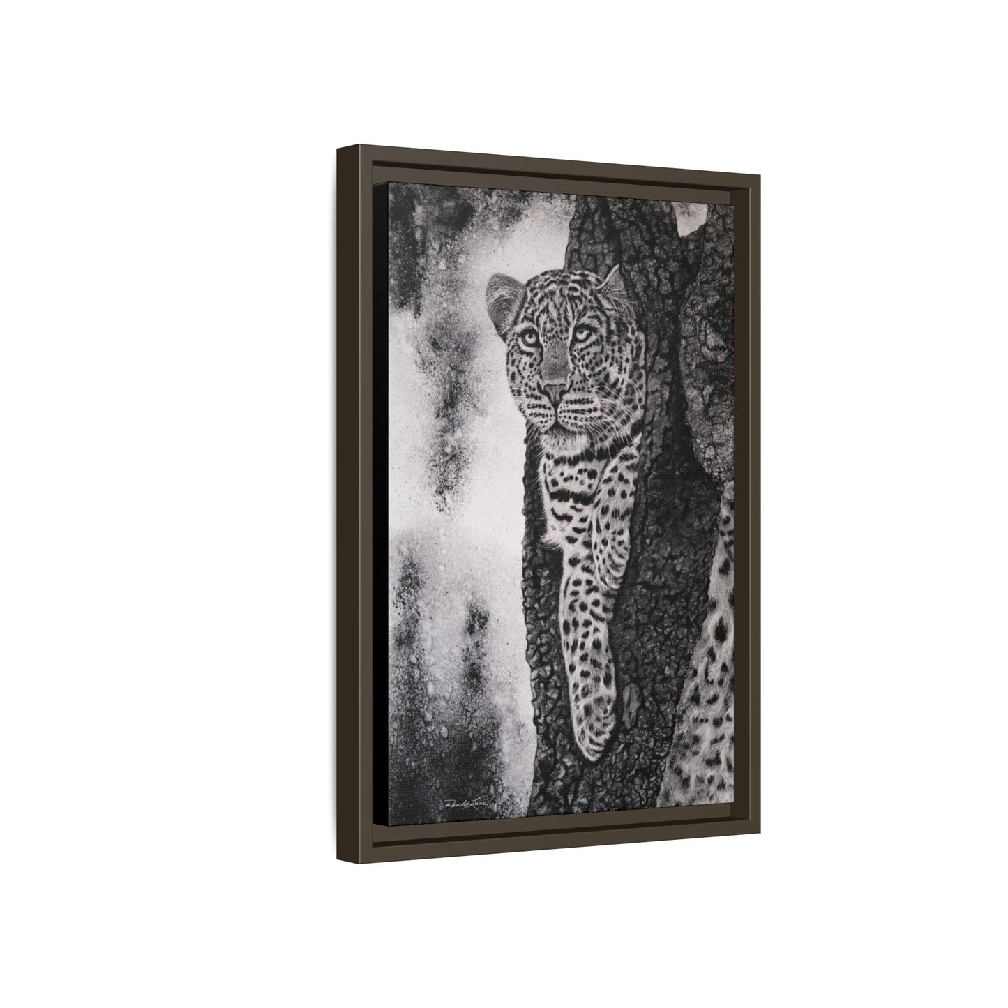 Tree Hugger, Leopard Framed Matte Canvas Wall Art