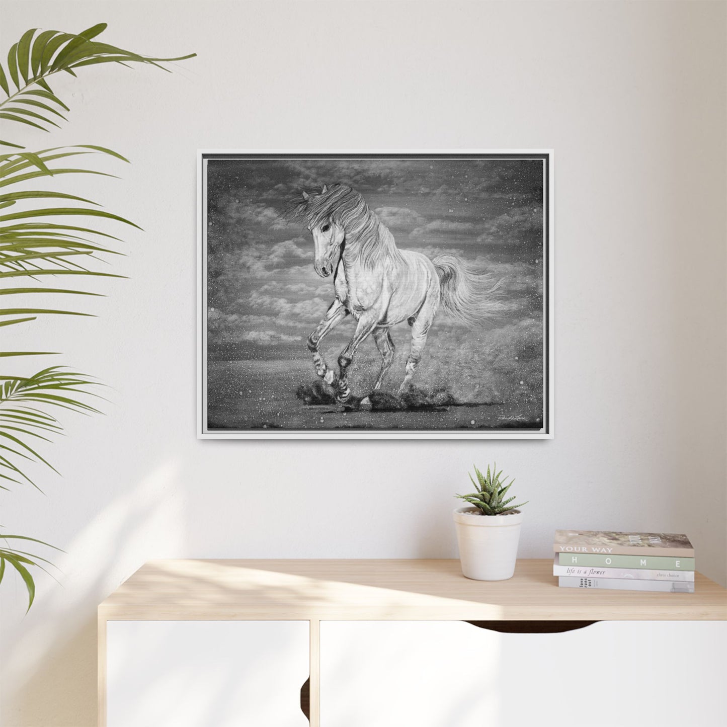 Equine Elegance. Prancing Horse Framed Stretched Matte Canvas Print
