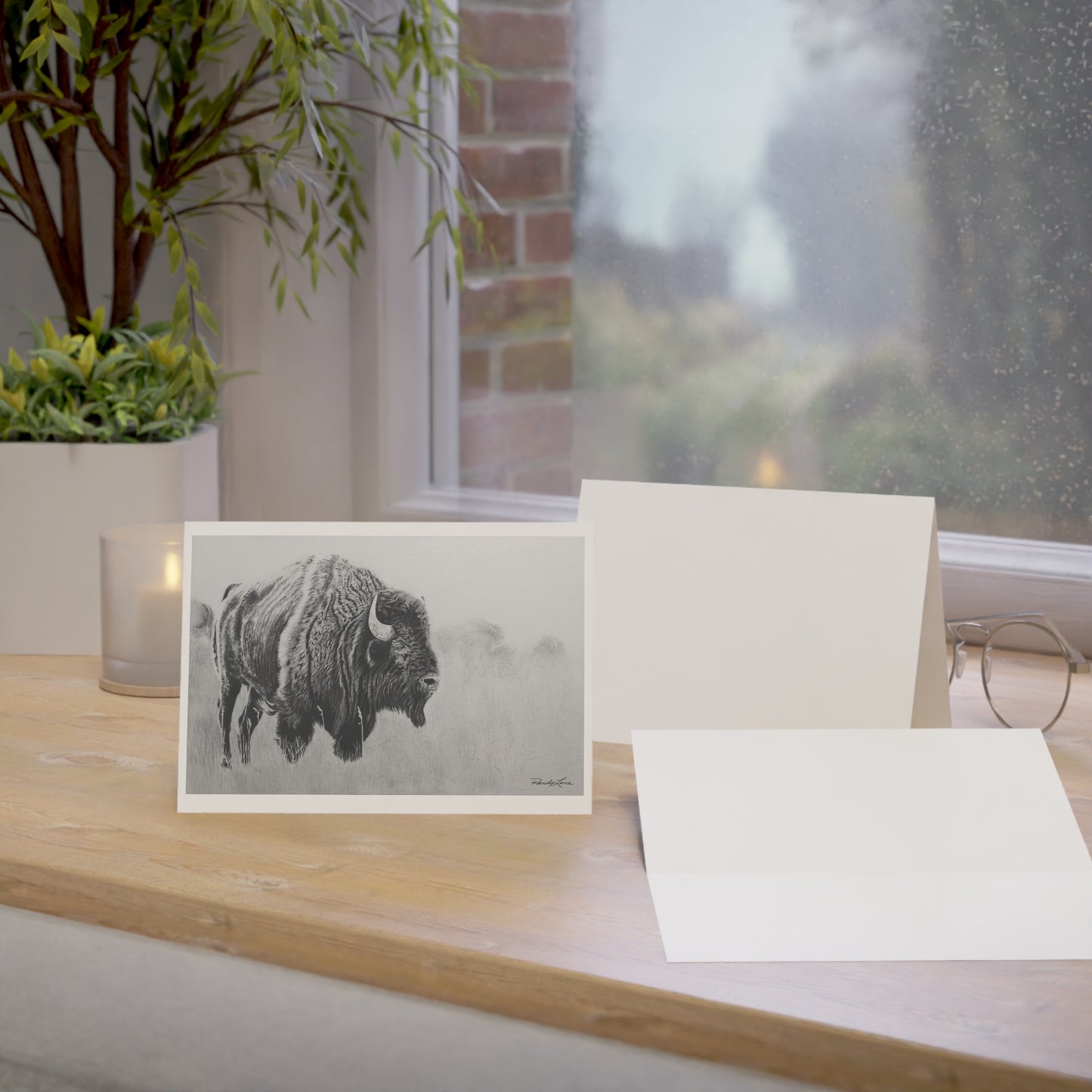 Prairie Bison, Bison Painting Greeting Cards (Blank Inside) — Packs of 1, 10, 30, 50