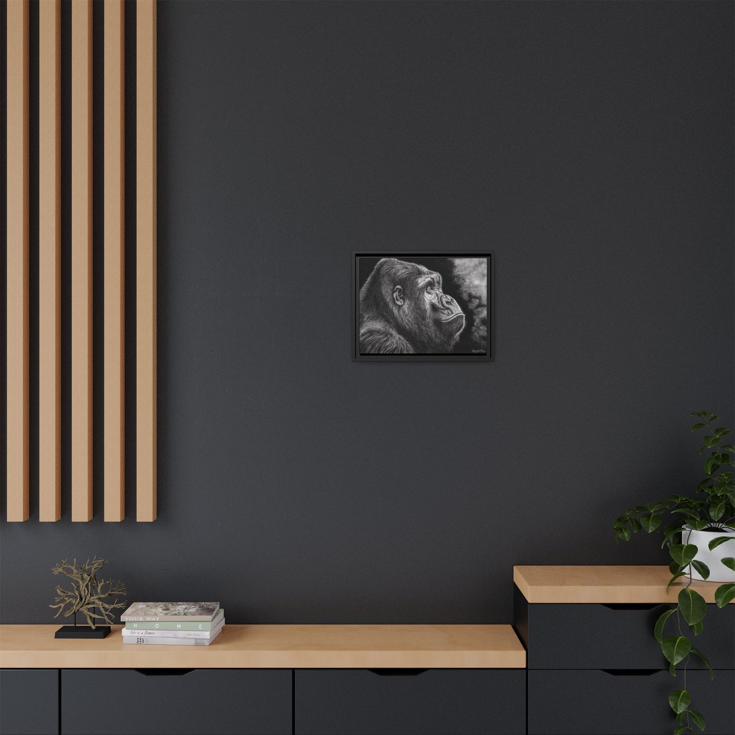 Gorilla, Framed Art Canvas Wall Decor