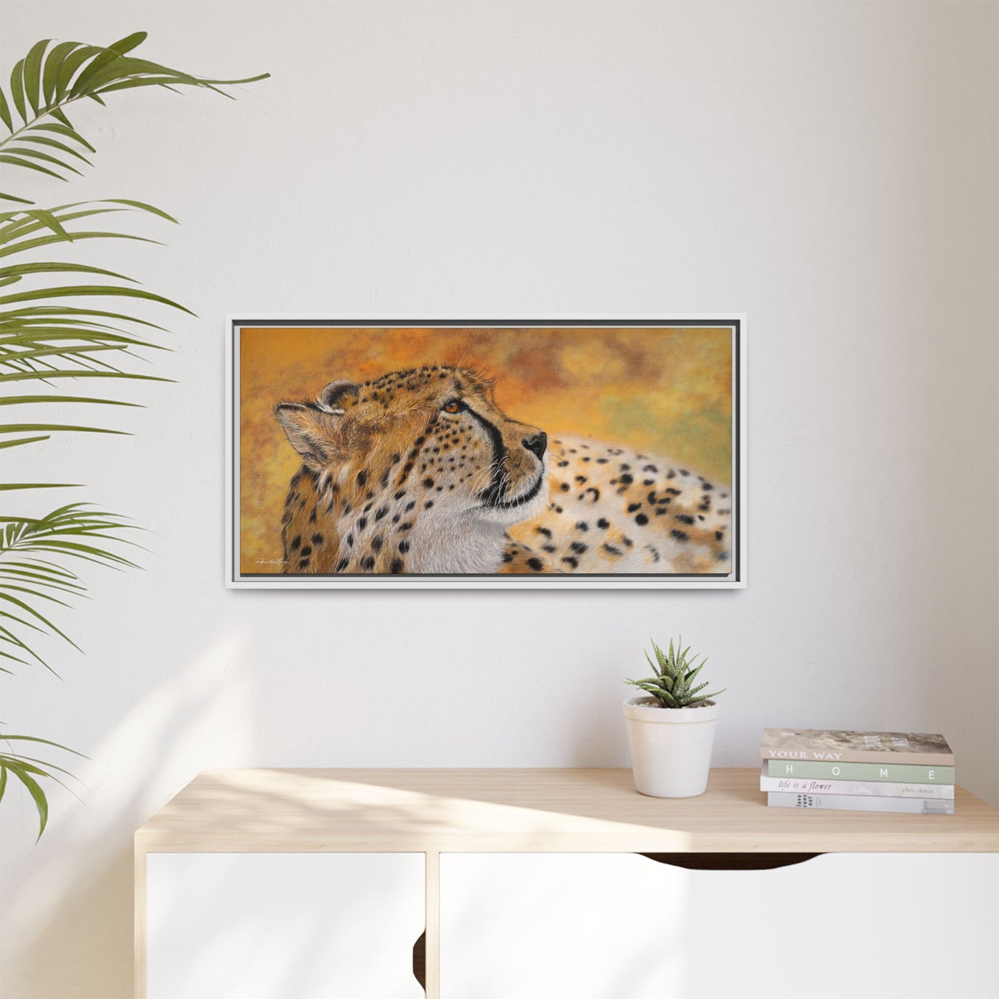 Cheetah Chill, Framed Cheetah Canvas Art