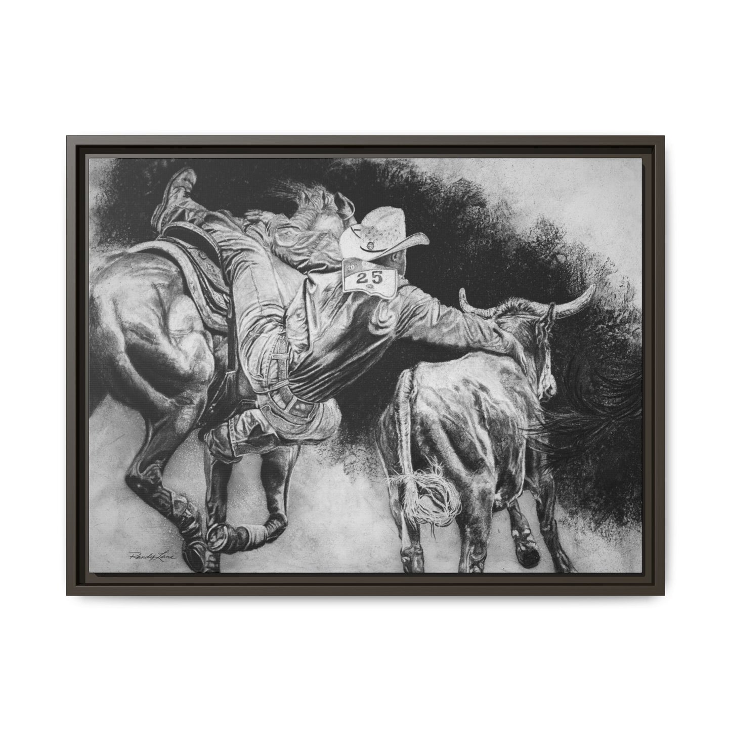 Contact. Cowboy Bulldogger Rodeo Art Framed Stretched Canvas Art