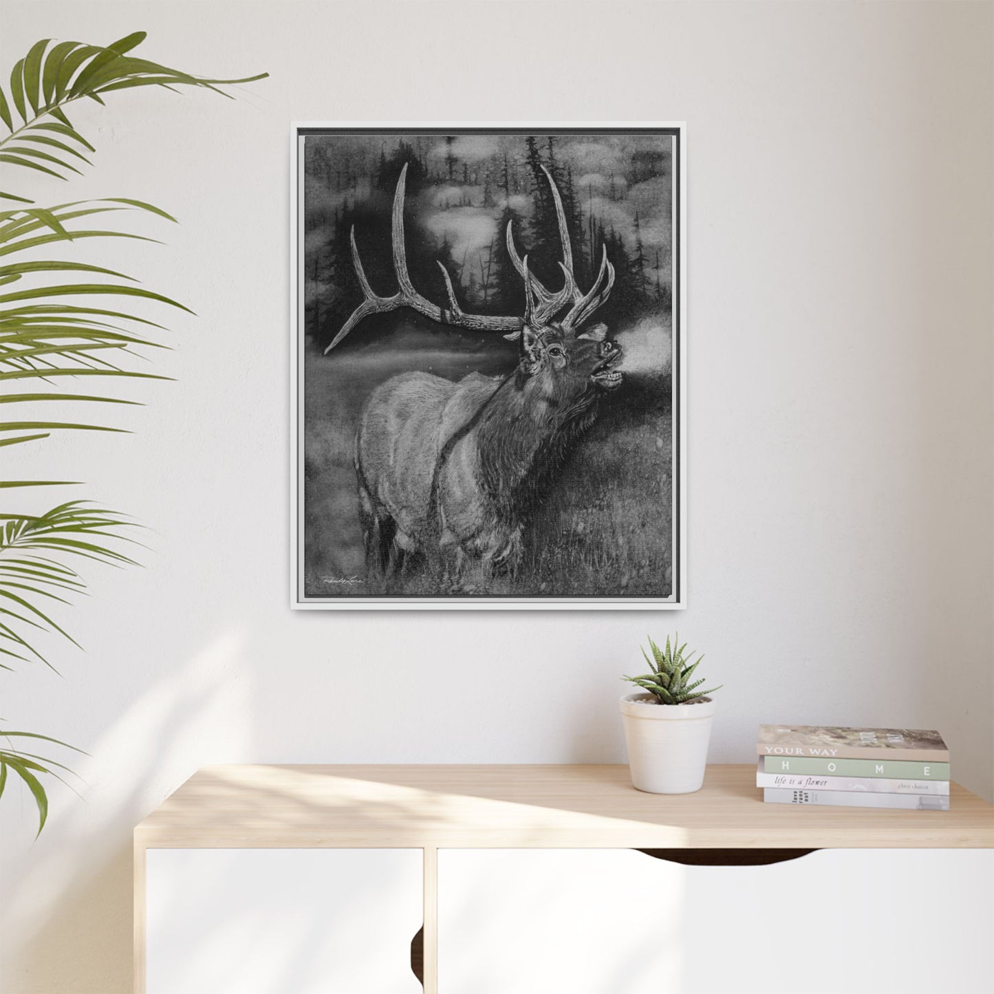 Mountain Music, Framed Elk Matte Canvas Print