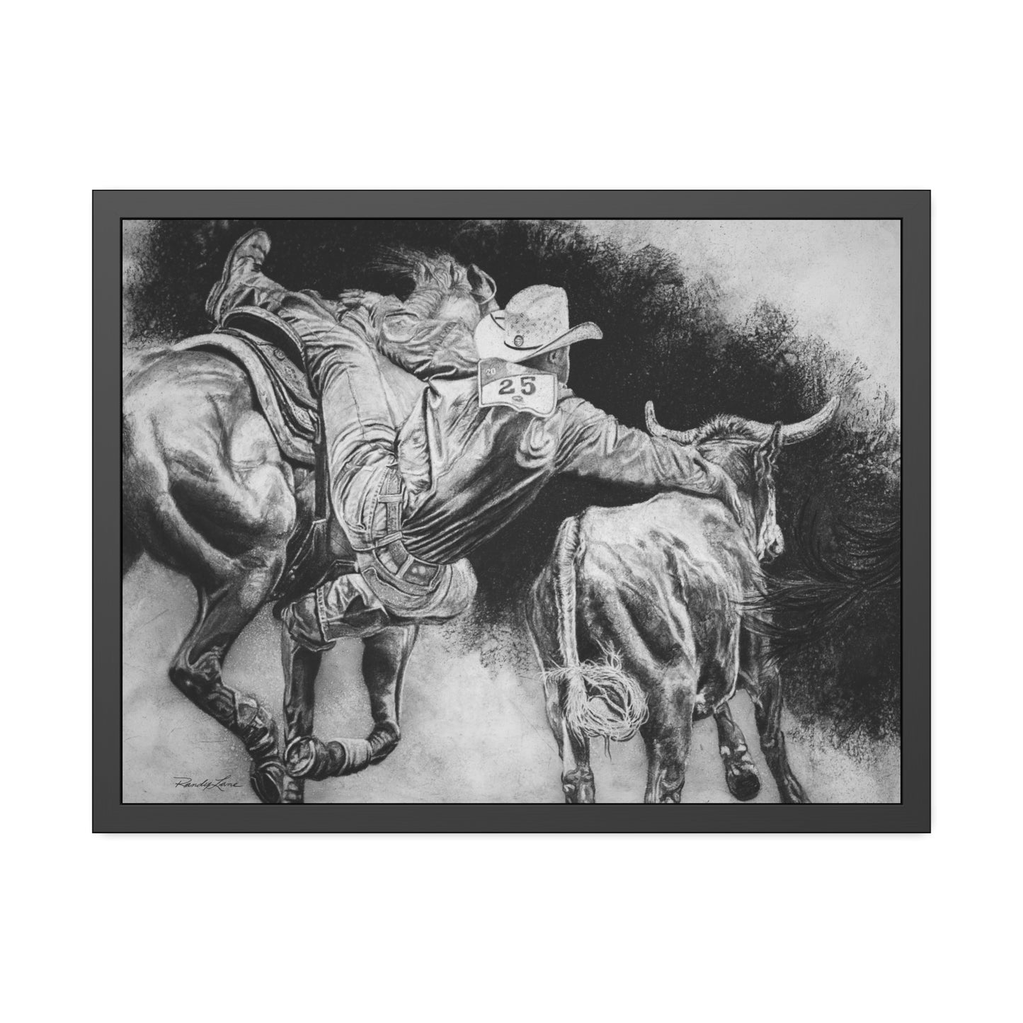 Contact. Cowboy Bulldogger Rodeo Framed Fine Art Print