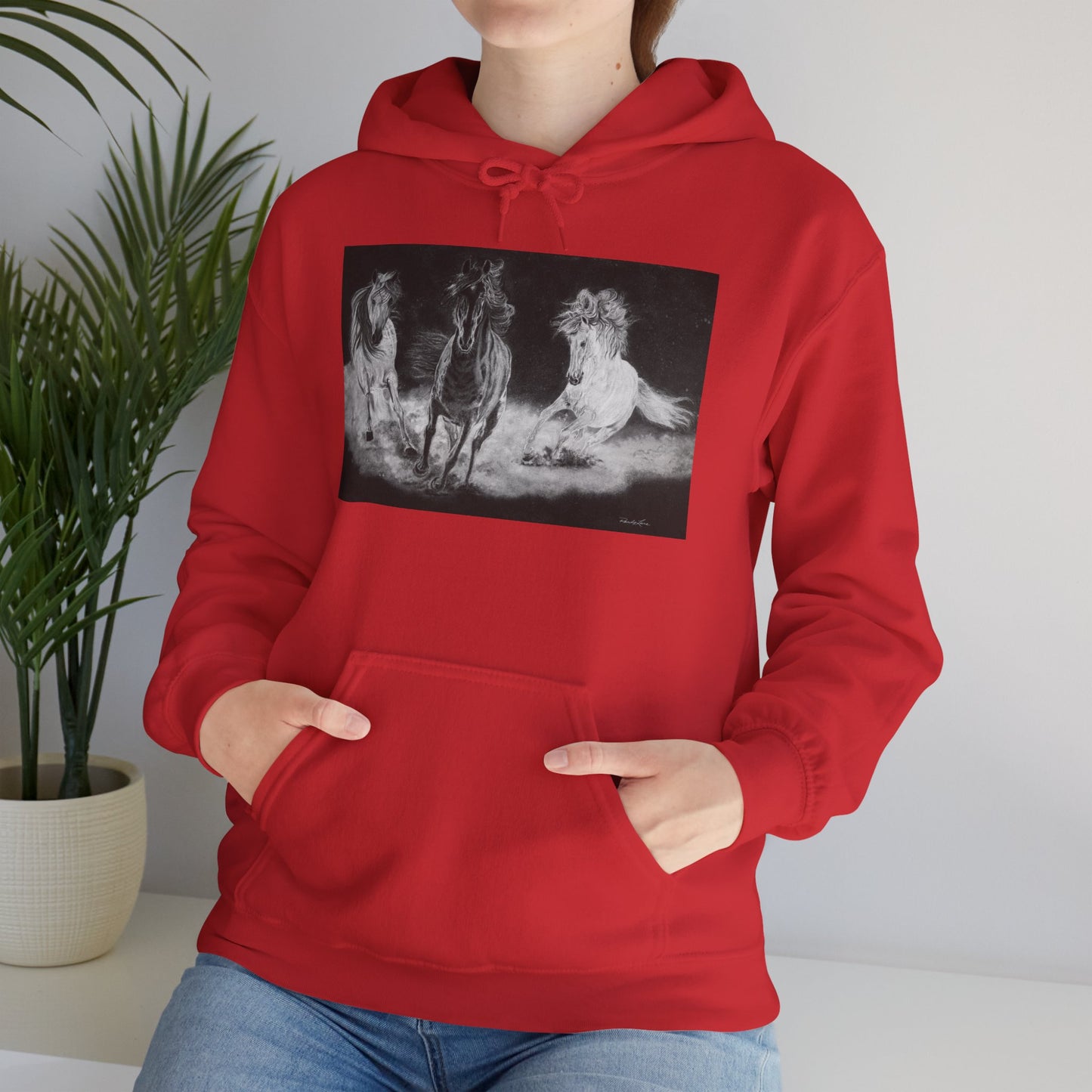 Midnight Run. Horse Cozy Unisex Hooded Pullover
