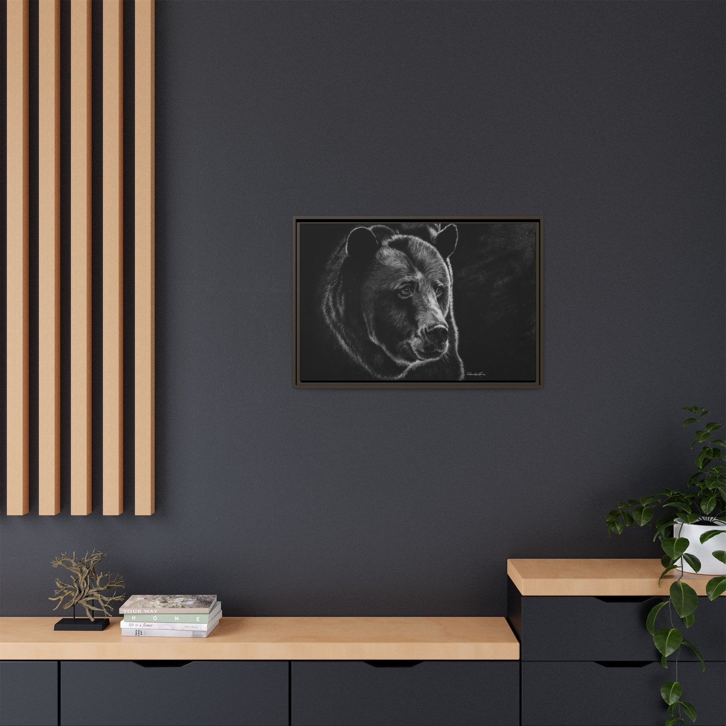 Dominance, Bear Portrait Stretched Framed Matte Canvas Print