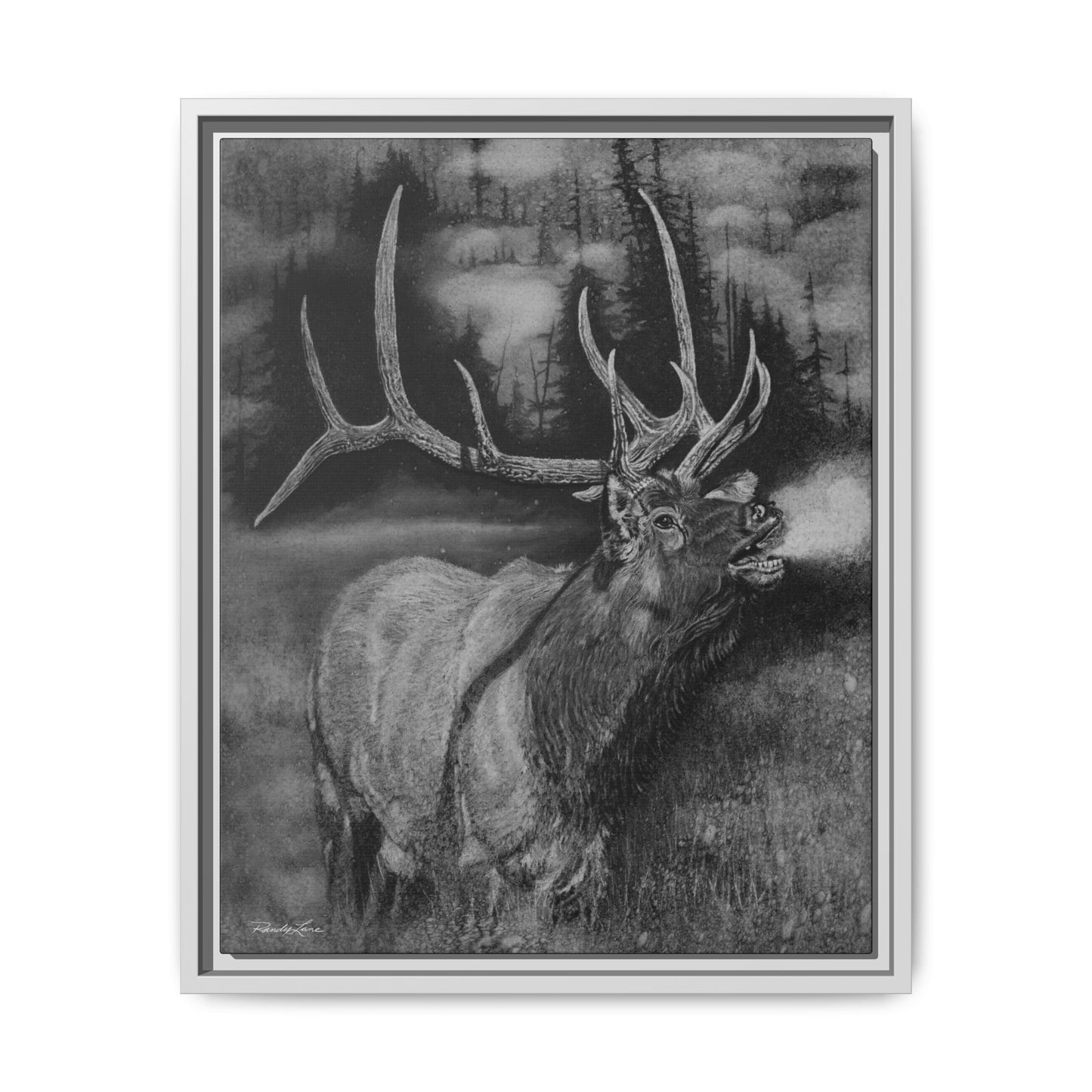 Mountain Music, Framed Elk Matte Canvas Print