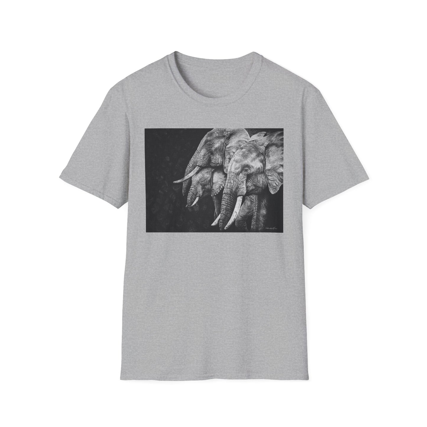 Brushland Bond. Elephant Art Unisex Softstyle T-Shirt