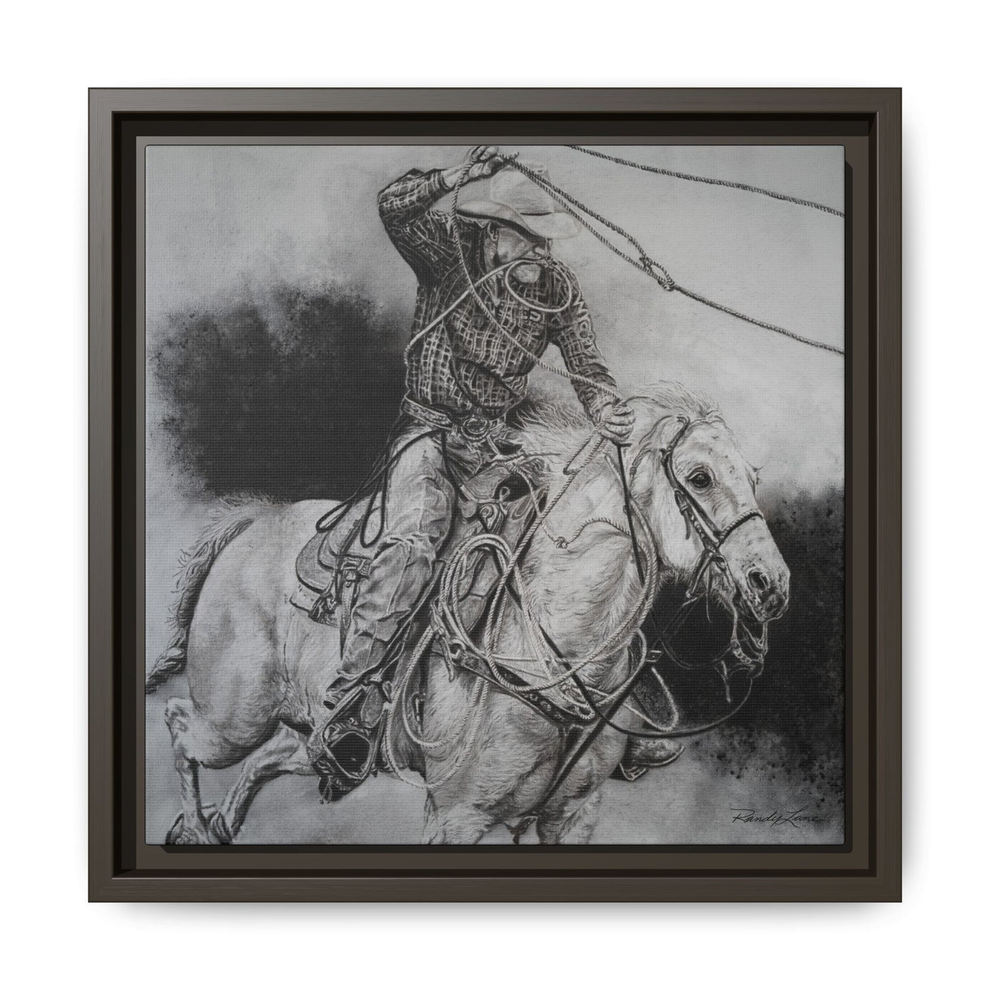 Let it Fly, Rodeo Tie-down Roper Painting, Matte Framed Stretched Canvas