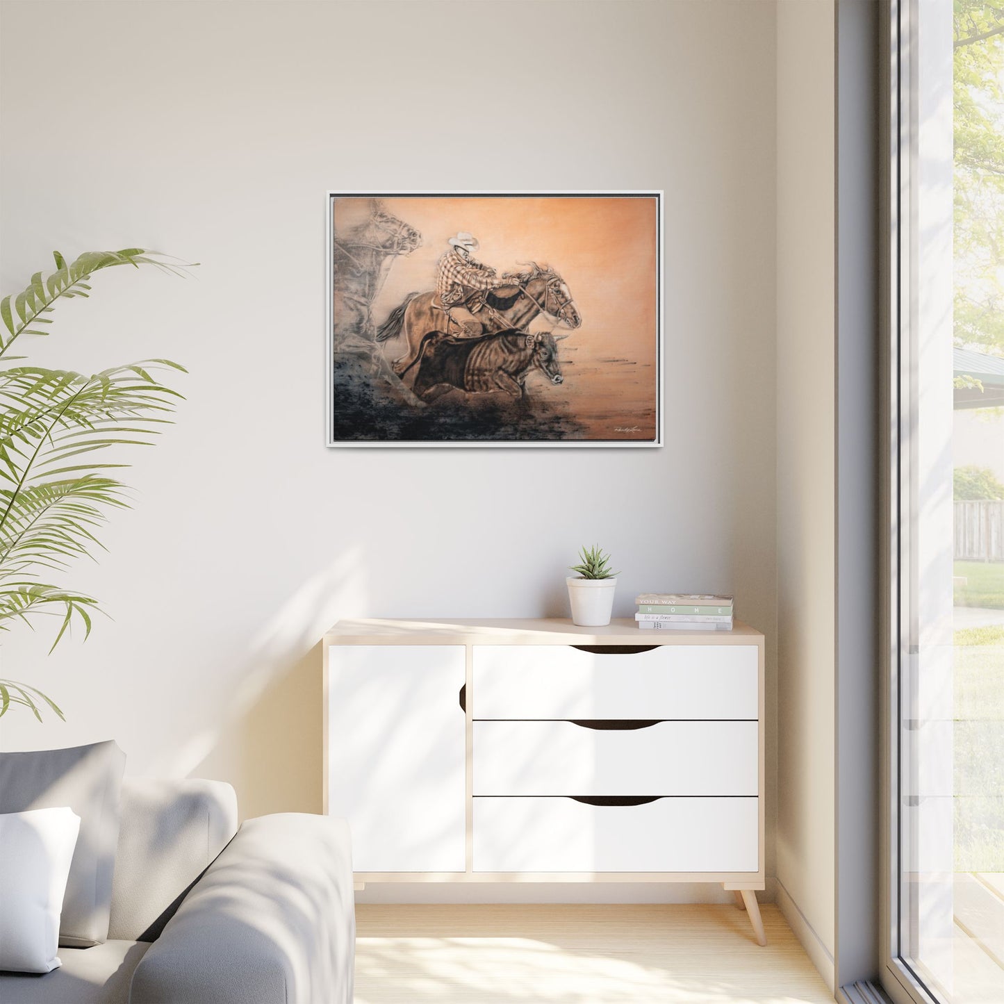 Get Some. Bulldogging Framed Stretched Matte Canvas Print