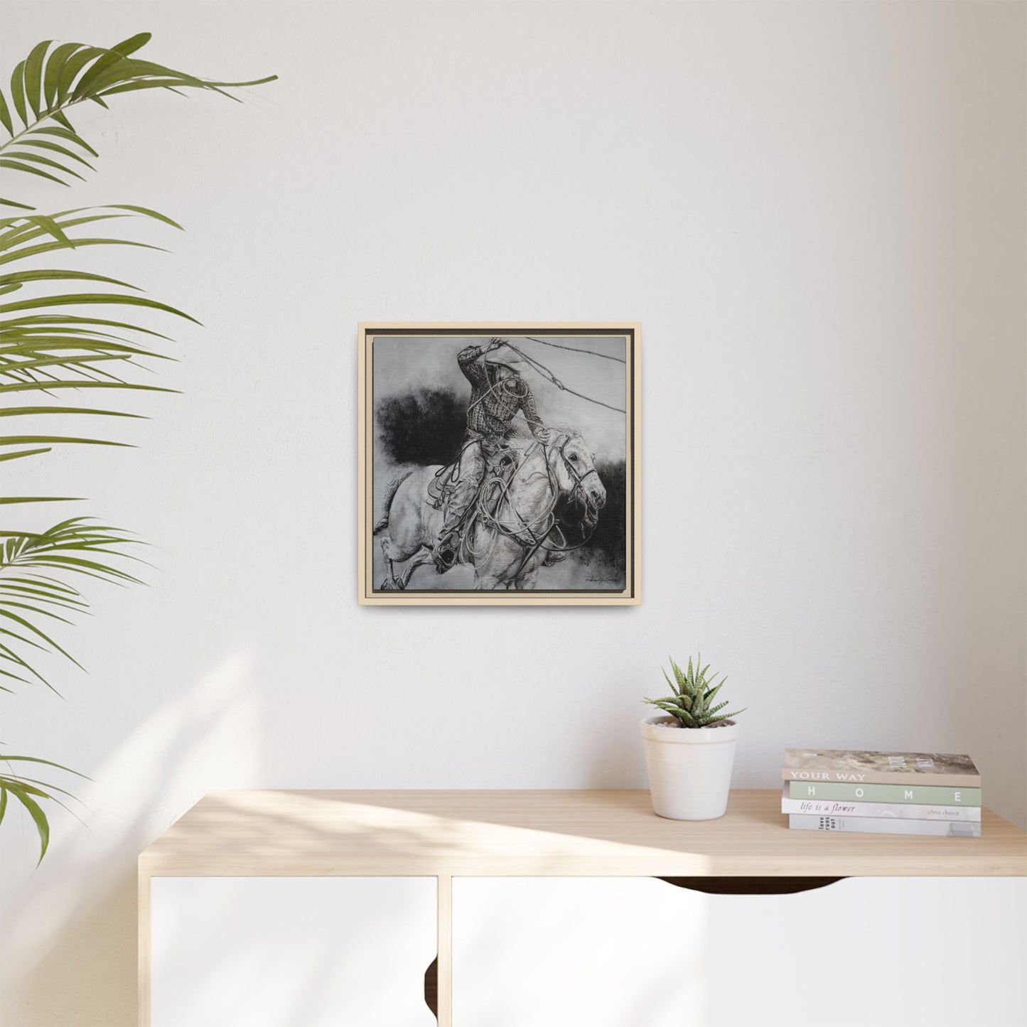 Let it Fly, Rodeo Tie-down Roper Painting, Matte Framed Stretched Canvas