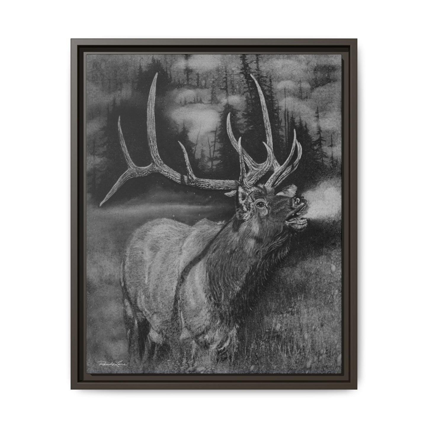 Mountain Music, Framed Elk Matte Canvas Print