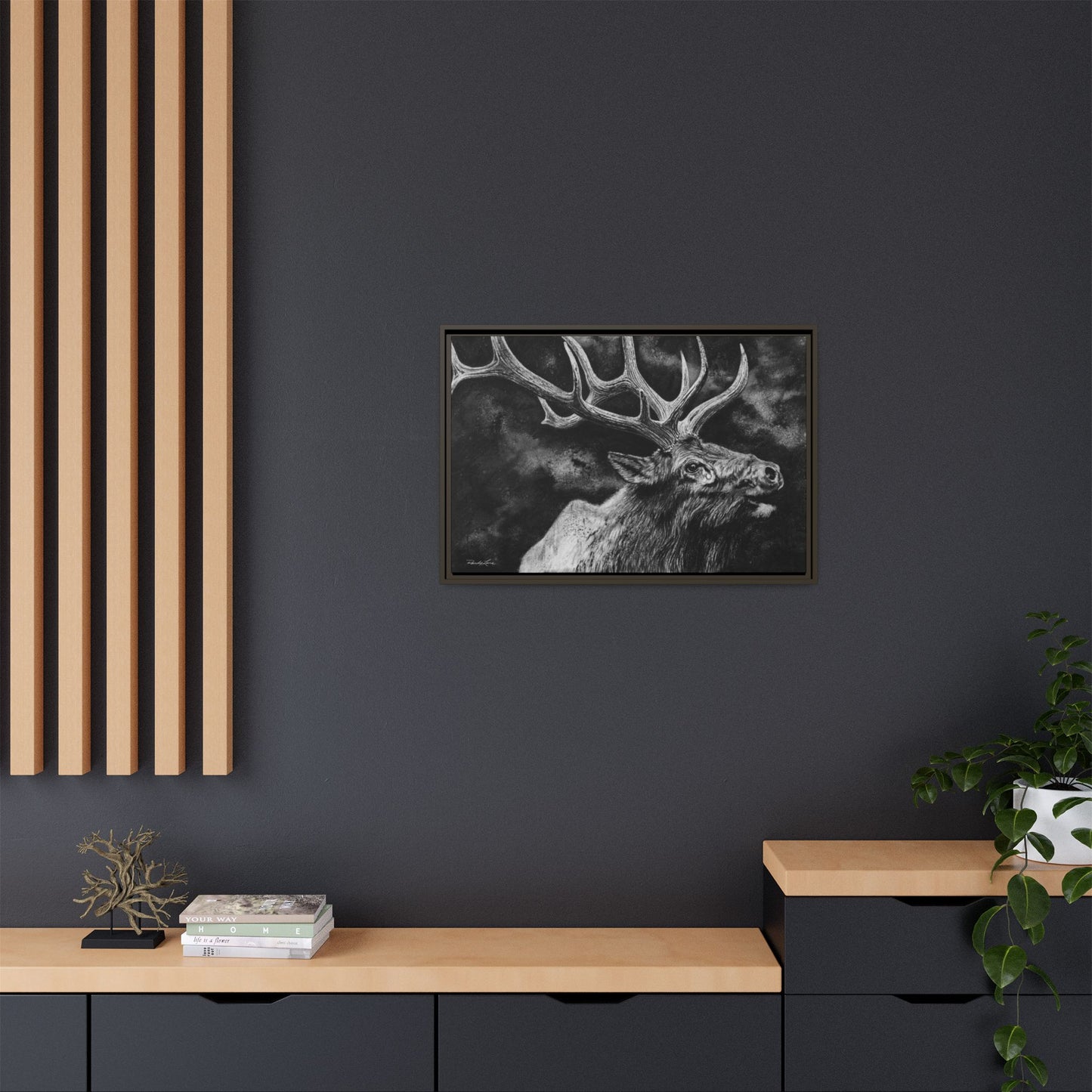 Gladiator, Framed Elk Wall Art,  Matte Canvas